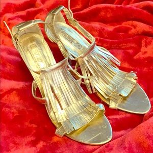 Gold fringe heels